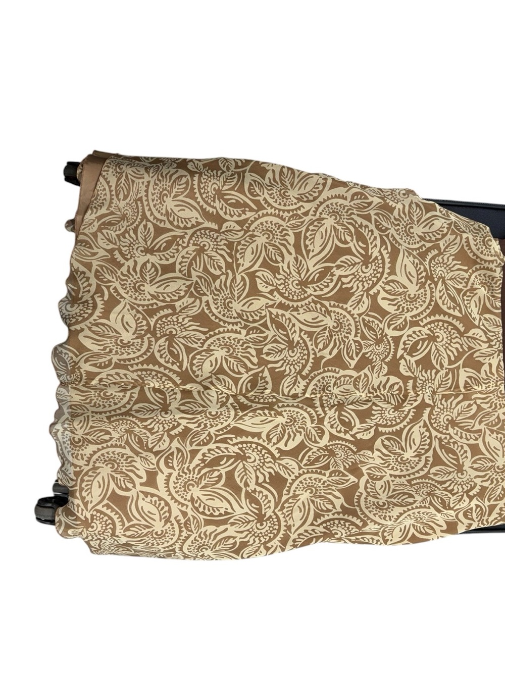 Allison Taylor Beige and Cream Leaf-Print Skirt
